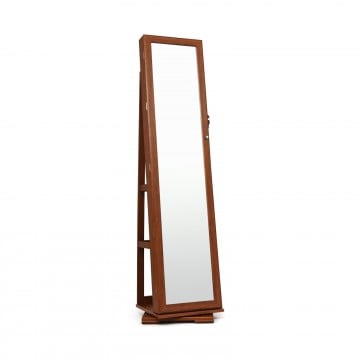 360° Rotatable 2-in-1 Lockable Jewelry Cabinet with Full-Length Mirror