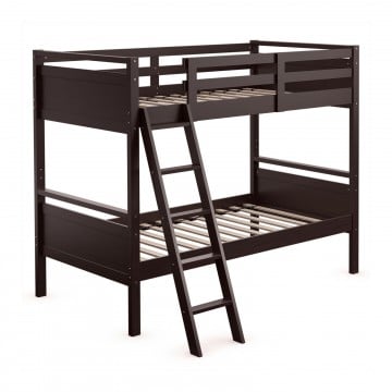 Twin Over Twin Bunk Bed with Ladder and Guard Rail