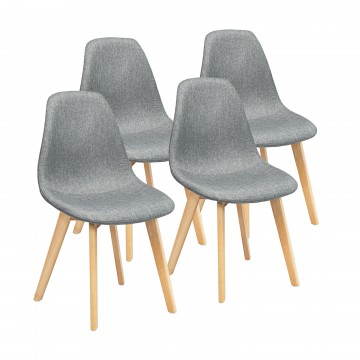 4 Pieces Modern Dining Chair Set with Wood Legs and Fabric Cushion Seat