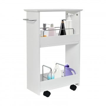 Slim Rolling 3-Tier Bathroom  Mobile Shelving Cabinet with Handle