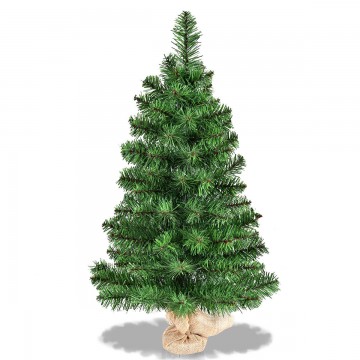 2/3 Feet Tabletop Unlit Christmas Tree in Burlap Base