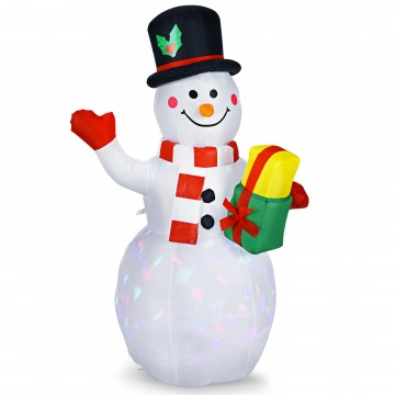 5 Feet Tall Snowman Inflatable with Built-in Colorful LED Lights