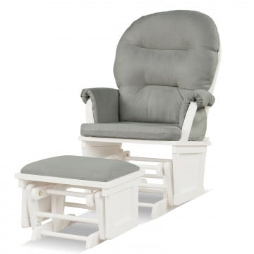 Wood Baby Glider and Ottoman Cushion Set with Padded Armrests for Nursing