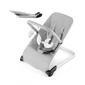 Foldable Baby Bouncer with Removable Fabric Cover and Toy Bar