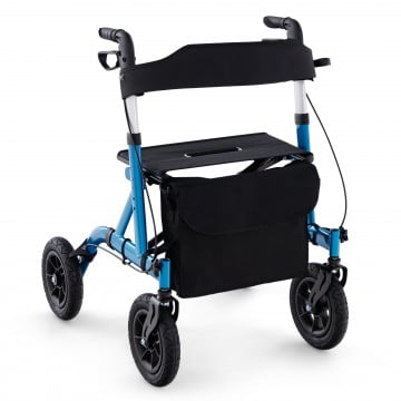 Height Adjustable Rollator Walker Foldable Rolling Walker with Seat for Seniors