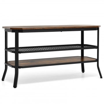 3-Tier Industrial Wooden TV Stand with Storage Shelves for TVs up to 46 Inch
