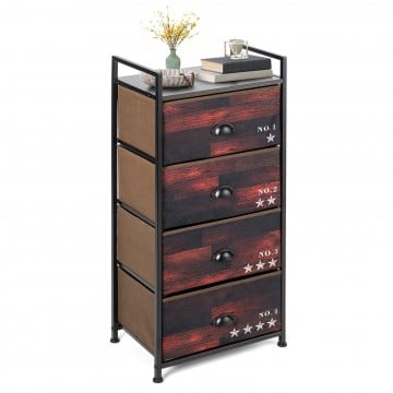 Industrial 4 Fabric Drawers Storage Dresser with Fabric Drawers and Steel Frame