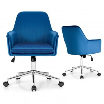 Velvet Desk Chair with Adjustable Swivel and Removable Cushion