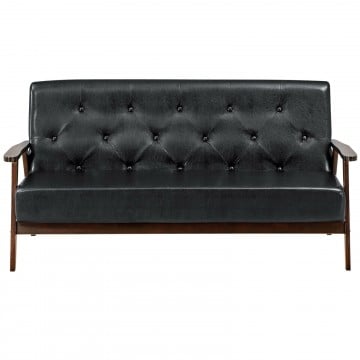 3-Seater PU Leather Upholstered Sofa Couch with Rubber Wood Legs