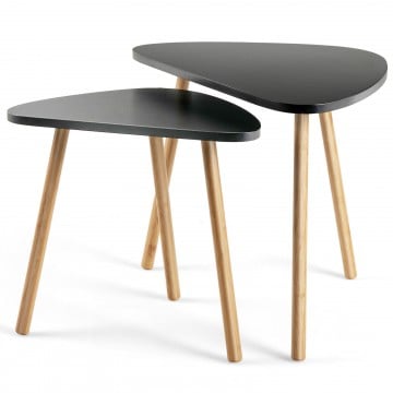 Set of 2 Modern Nesting Table Set with Triangular Tabletop