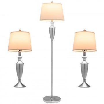 3 Piece Lamp with Set Modern Floor Lamp and 2 Table Lamps