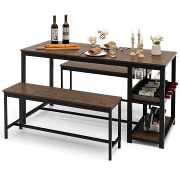 3 Pieces Dining Table Set with Wine Rack