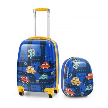 2 Pieces 12 Inch 18 Inch Kids Luggage Set with Backpack and Suitcase for Travel