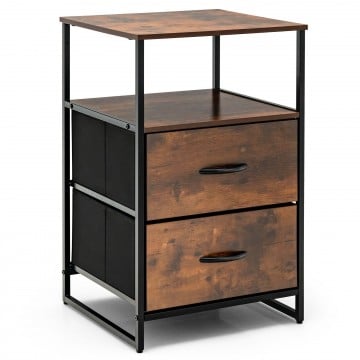 Freestanding Cabinet Dresser with Wooden Top Shelves