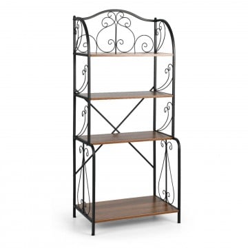 4-Tier Industrial Kitchen Baker's Rack with Open Shelves and X-Bar