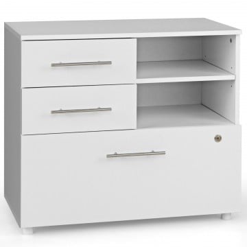 3 Drawer Lateral File Cabinet on Wheels with Storage Shelves