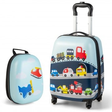 2 Pieces Kids Carry-on Luggage Set with 12 Inch Backpack