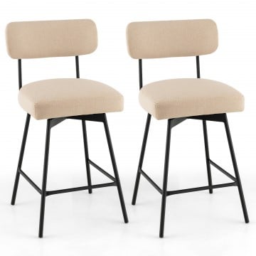 25 Inch 2 Pieces Modern Upholstered Bar Stools with Back and Footrests