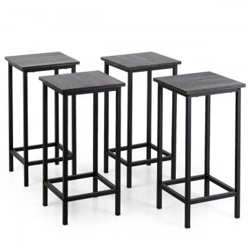 Set of 4 Bar Stools 24 Inch Counter Height Backless with Metal Frame