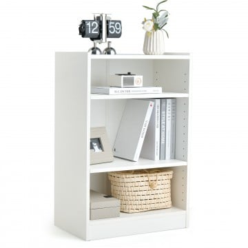 3-Tier Bookcase Open Display Rack Cabinet with Adjustable Shelves