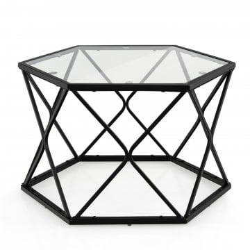 Modern Accent Geometric Glass Coffee Table