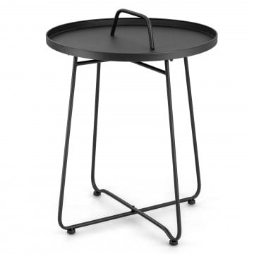 Outdoor Metal Patio End Side Table Weather Resistant with Handle