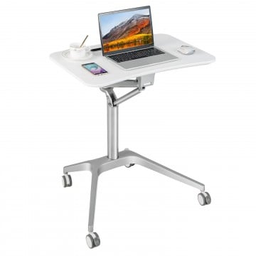 Mobile Standing Laptop Desk with Tablet Holder and 4 Rolling Casters