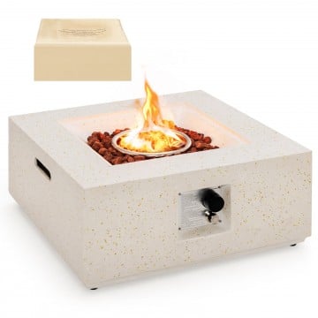 28 Inch 40000 BTU Square Propane Gas Fire Pit with PVC Cover