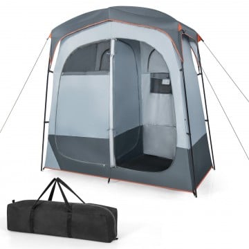 2 Rooms Oversize Privacy Shower Tent with Removable Rain Fly and Inside Pocket