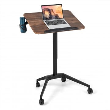 Pneumatic Standing Desk with Anti-fall Baffle and Tilting Desktop