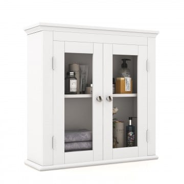 Wall Mounted Door Cabinet with 3-Level Adjustable Shelf