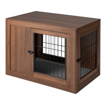 Furniture Dog Crate with Cushion and Double Doors