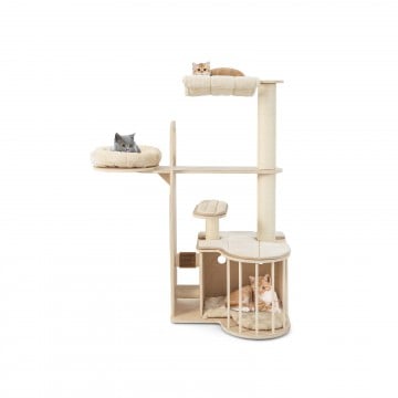 55 Inch Tall Multi-Level Cat Tree with Washable Removable Cushions