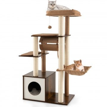 53 Inch Cat Tree with Condo and Swing Tunnel