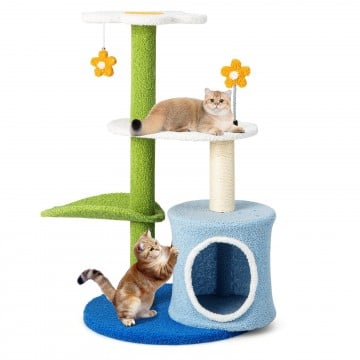34.5 Inch 4-Tier Cute Cat Tree with Jingling Balls and Condo