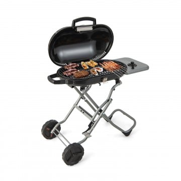 15000 BTU Portable Propane BBQ Grill with Wheels and Side Shelf