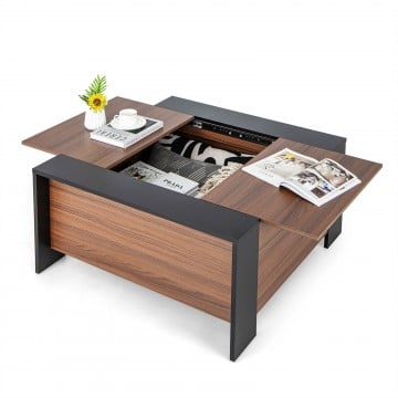 36.5 Inch Coffee Table with Sliding Top and Hidden Compartment