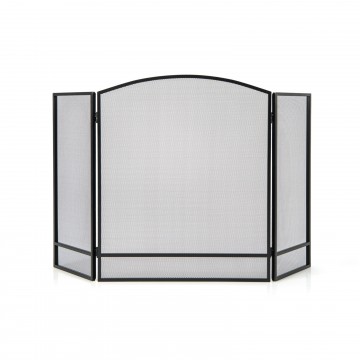 3-Panel Foldable Fireplace Screen with Wrought Metal Mesh
