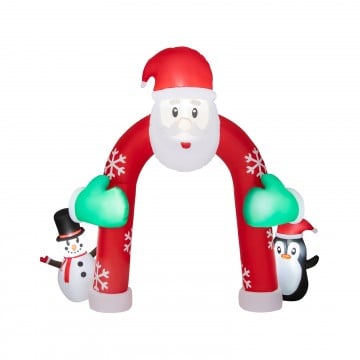 10 Feet Lighted Christmas Inflatable Archway with Snowman and Penguin