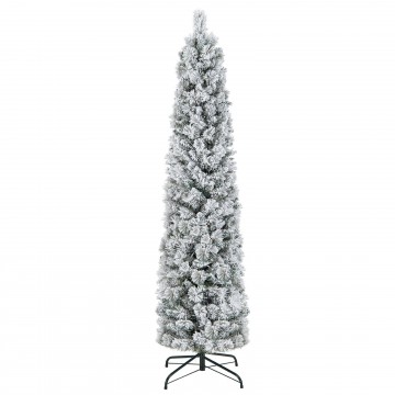 4.5/6/7 Feet Christmas Tree with 258 Branch Tips and 100 Incandescent Lights-Flocked and Slim