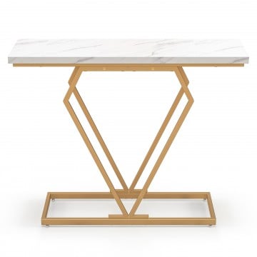 Gold Console Table with Diamond Shape Geometric Frame