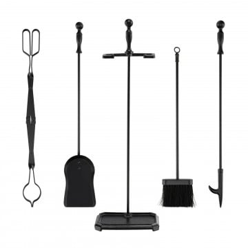 5-Piece Fireplace Tool Set with Tong Brush Shovel Poker Stand