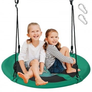 40 Inches Saucer Tree Swing Round with Adjustable Ropes and Carabiners