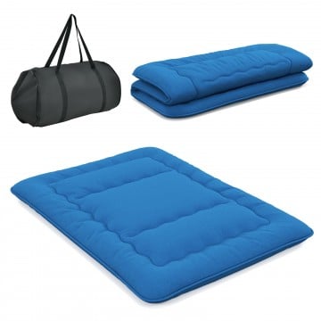 Foldable Futon Mattress with Washable Cover and Carry Bag for Camping Blue