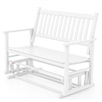 2 Seats Outdoor Glider Bench with Armrests and Slatted Seat