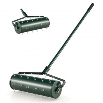 18/21 Inch Manual Lawn Aerator with Detachable Handle and Tine Spikes