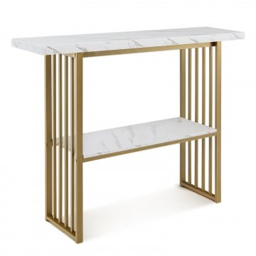 48 Inch 2-Tier Console Table with Gold Finished Frame