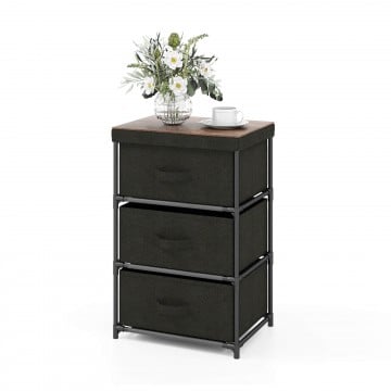3-Tier Fabric Nightstand with Sturdy Metal Frame