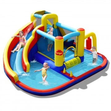 7-in-1 Inflatable Water Slide Bounce Castle with Splash Pool