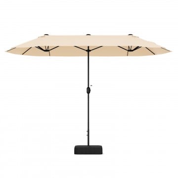 13 Feet Double-Sided Patio Twin Table Umbrella with Crank Handle
